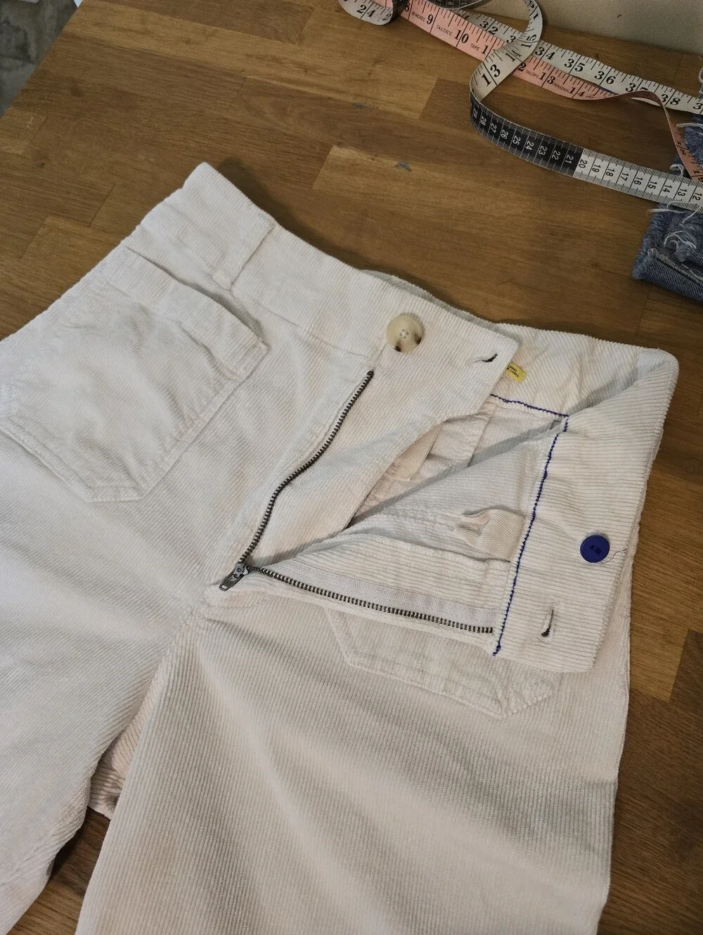 Maeve Anthropologie Colette Crop Pants Corduroy Wide Leg Trousers Cream 30 - Picture 9 of 13